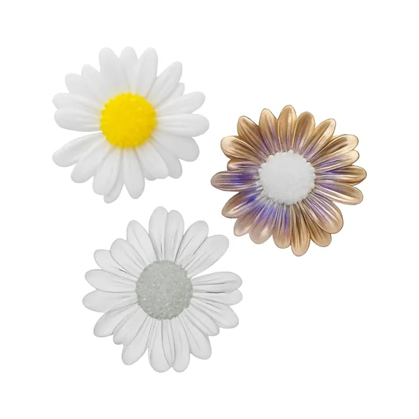 White_&_Golden_Decorative_Flower_Daisy_Resin_Paperweights_(Pack_Of_3)