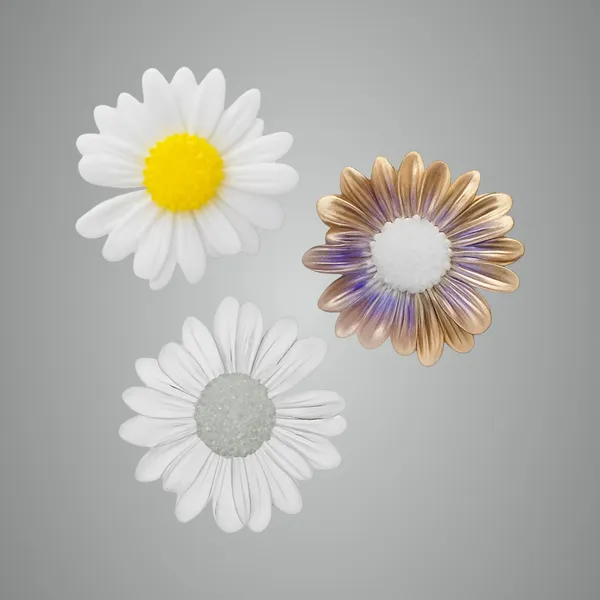 White_&_Golden_Decorative_Flower_Daisy_Resin_Paperweights_(Pack_Of_3)