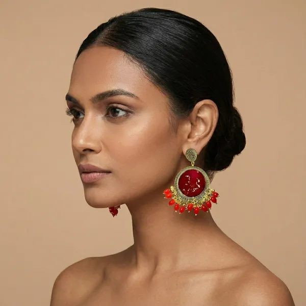 Red_Handmade_Real_Rose_Petal_Resin_Jhumka_Earrings