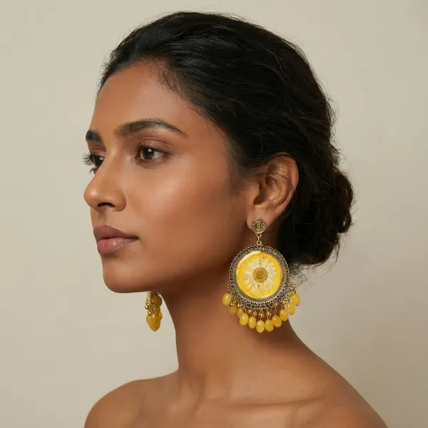 Yellow_Fashion_Jewellery_Resin_Earrings