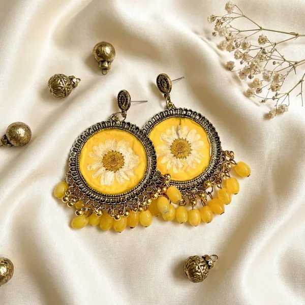 Yellow_Fashion_Jewellery_Resin_Earrings
