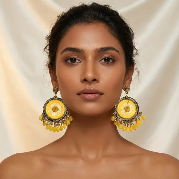 Yellow_Fashion_Jewellery_Resin_Earrings