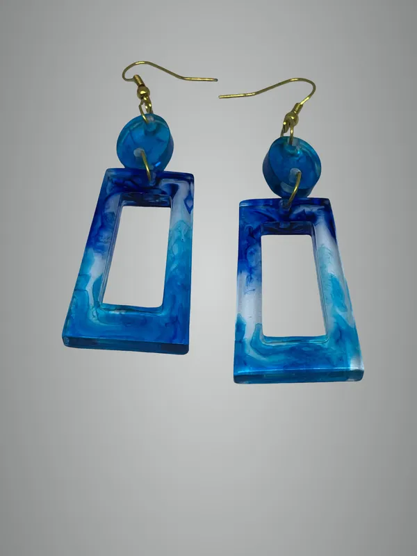 Blue_Resin_Drop_Square_Earrings
