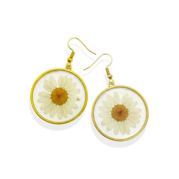 White_Handmade_Resin_Daisy_Flower_Jhumka_Earrings