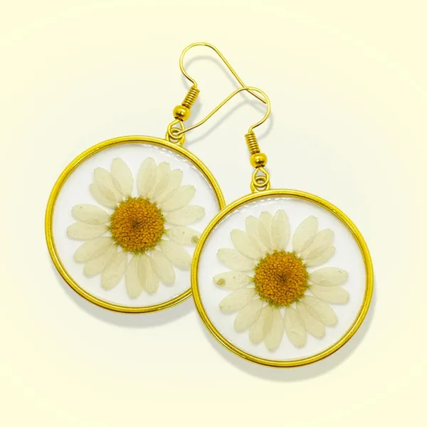 White_Handmade_Resin_Daisy_Flower_Jhumka_Earrings