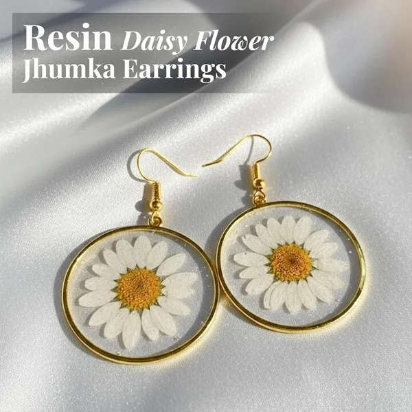 White_Handmade_Resin_Daisy_Flower_Jhumka_Earrings