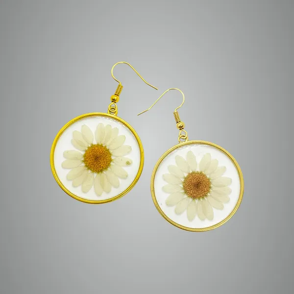 White_Handmade_Resin_Daisy_Flower_Jhumka_Earrings