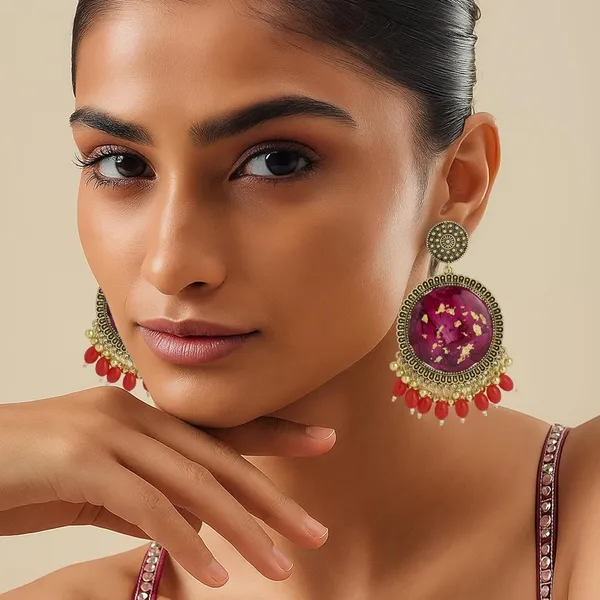 Red_Handmade_Resin_Rose_Petal_Jhumka_Earrings_For_Women_&_Girls
