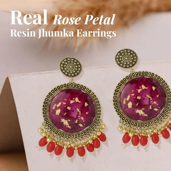 Red_Handmade_Resin_Rose_Petal_Jhumka_Earrings_For_Women_&_Girls