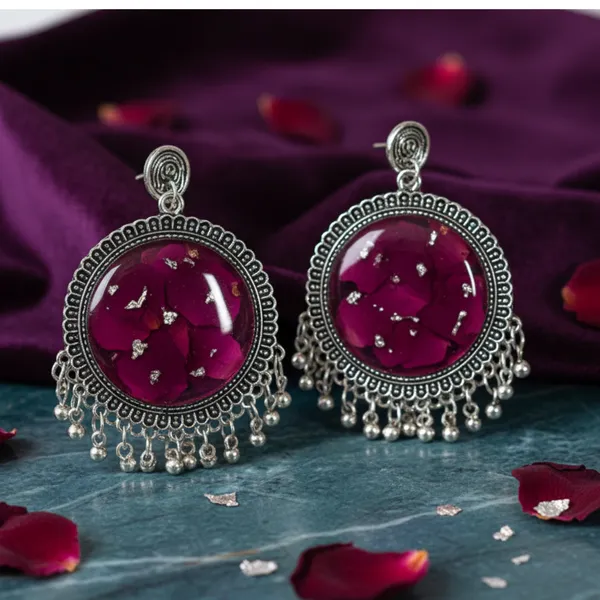 Silver_red_rose_patel_earring