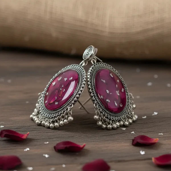 Silver_red_rose_patel_earring
