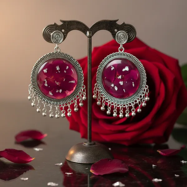 Silver_red_rose_patel_earring