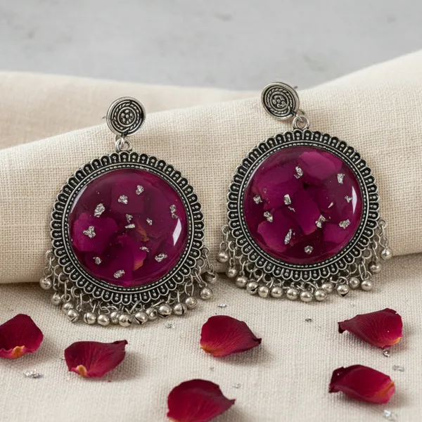 Silver_red_rose_patel_earring