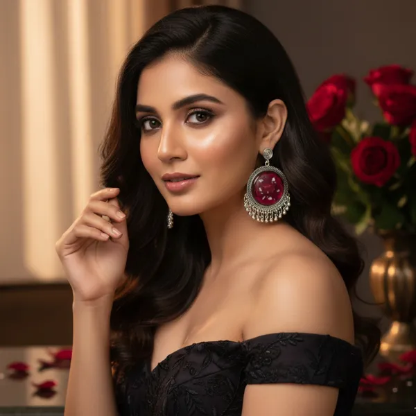 Silver_red_rose_patel_earring
