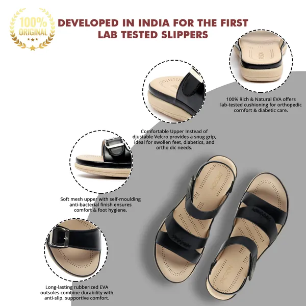 PICSON_Women_Stylish_Double_Buckle_Slides_|_Premium_Look_&_Extra_Soft_Cushion_Flats_Sandal