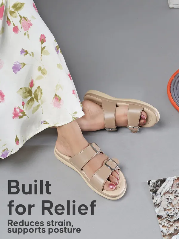 PICSON_Women_Stylish_Double_Buckle_Slides_|_Premium_Look_&_Extra_Soft_Cushion_Flats_Sandal