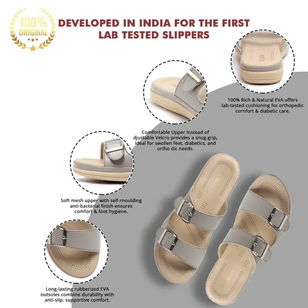 PICSON_Women_Stylish_Double_Buckle_Slides_|_Premium_Look_&_Extra_Soft_Cushion_Flats_Sandal