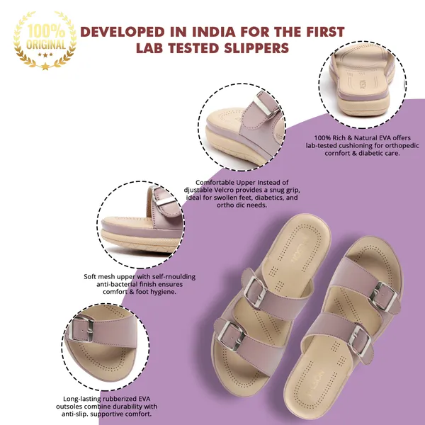 PICSON_Women_Stylish_Double_Buckle_Slides_|_Premium_Look_&_Extra_Soft_Cushion_Flats_Sandal