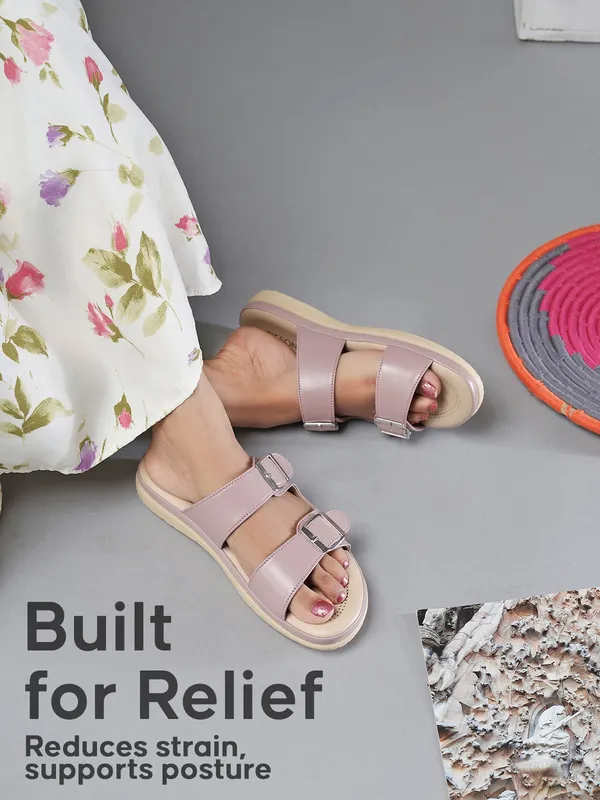 PICSON_Women_Stylish_Double_Buckle_Slides_|_Premium_Look_&_Extra_Soft_Cushion_Flats_Sandal