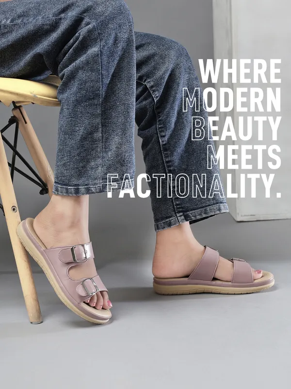 PICSON_Women_Stylish_Double_Buckle_Slides_|_Premium_Look_&_Extra_Soft_Cushion_Flats_Sandal