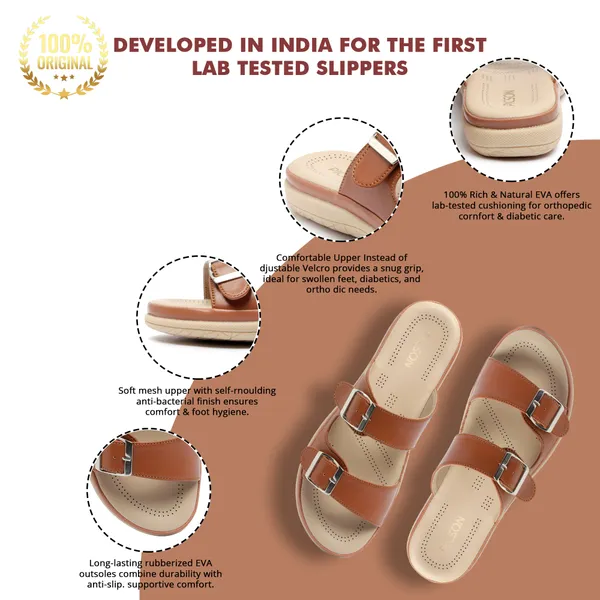 PICSON_Women_Stylish_Double_Buckle_Slides_|_Premium_Look_&_Extra_Soft_Cushion_Flats_Sandal