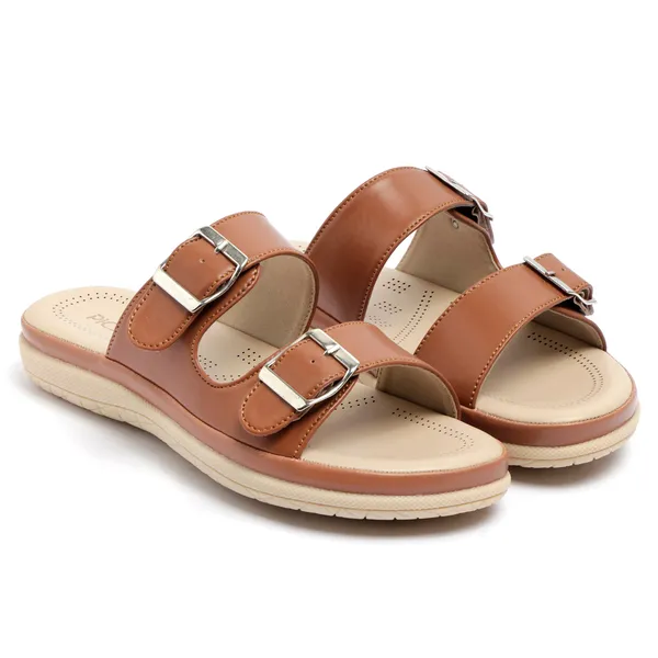 PICSON_Women_Stylish_Double_Buckle_Slides_|_Premium_Look_&_Extra_Soft_Cushion_Flats_Sandal