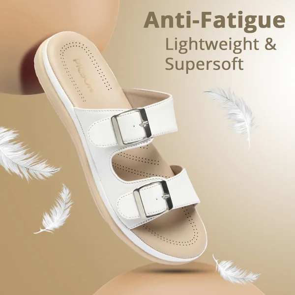PICSON_Women_Stylish_Double_Buckle_Slides_|_Premium_Look_&_Extra_Soft_Cushion_Flats_Sandal