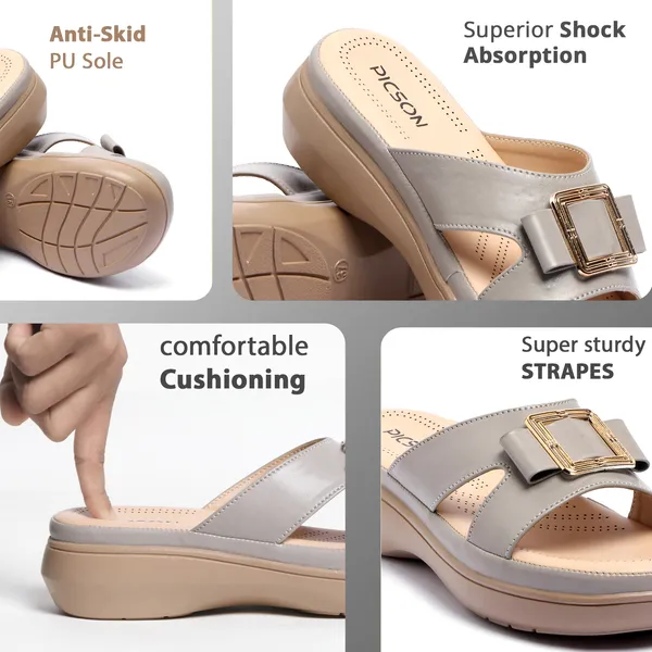 PICSON_Comfortable_Slide_Sandal_|_Gold_Buckle_Detail_with_Extra_Soft_Cushioning