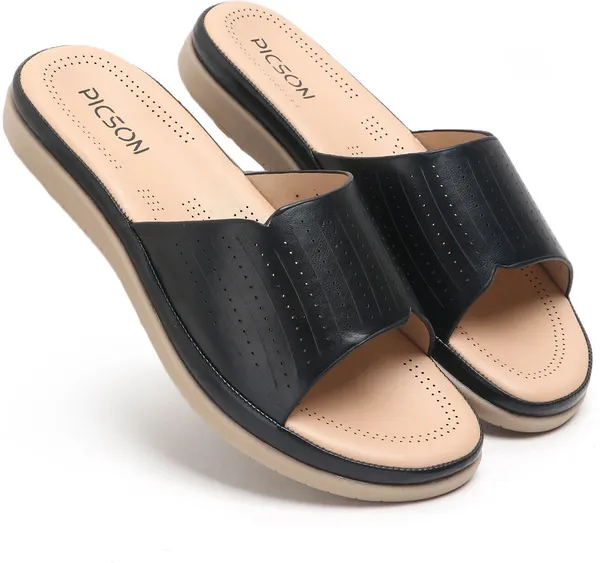 Black_Synthetic_Leather_Premium_Slide_Sandal_For_Women