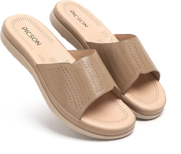 Beige_Synthetic_Leather_Premium_Slide_Sandal_For_Women
