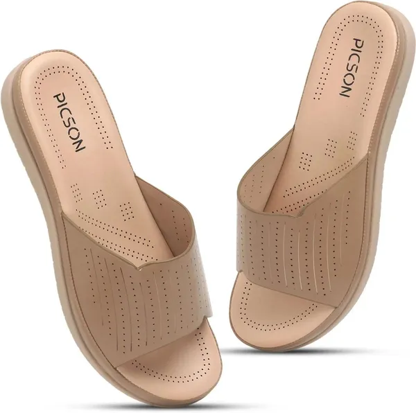 Beige_Synthetic_Leather_Premium_Slide_Sandal_For_Women