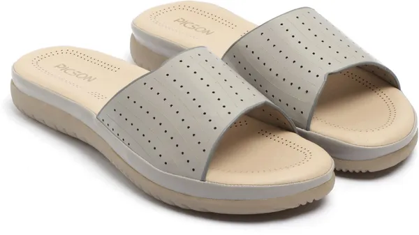 Grey_Synthetic_Leather_Premium_Slide_Sandal_For_Women