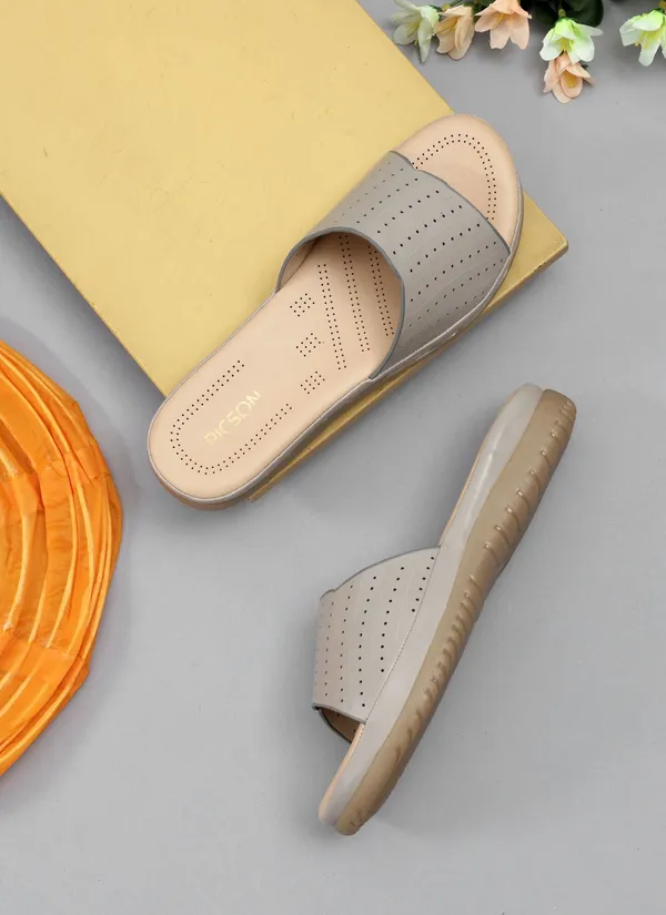 Grey_Synthetic_Leather_Premium_Slide_Sandal_For_Women