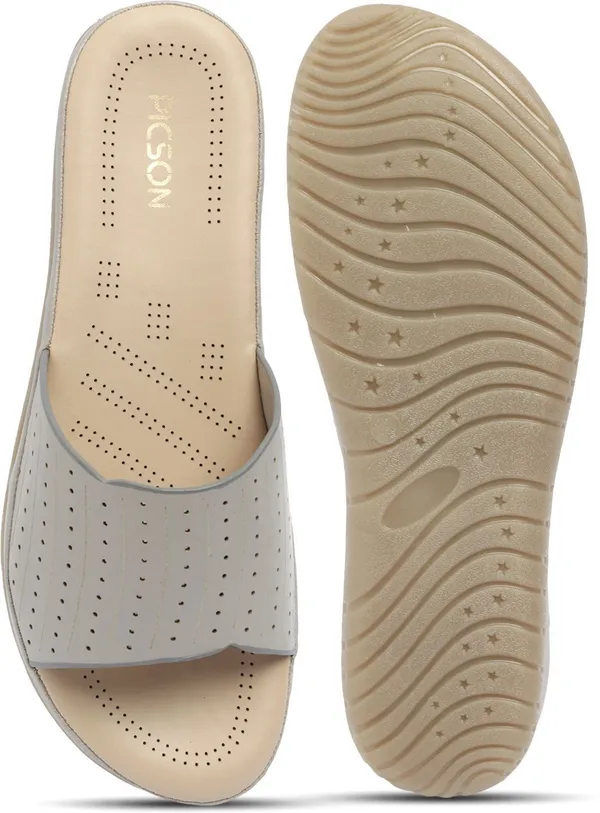 Grey_Synthetic_Leather_Premium_Slide_Sandal_For_Women