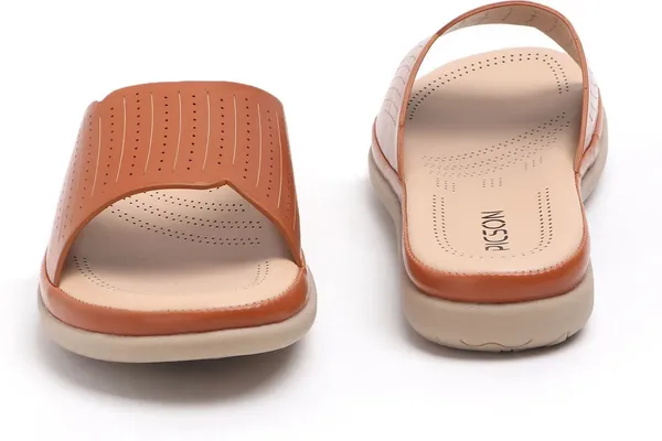Tan_Synthetic_Leather_Premium_Slide_Sandal_For_Women