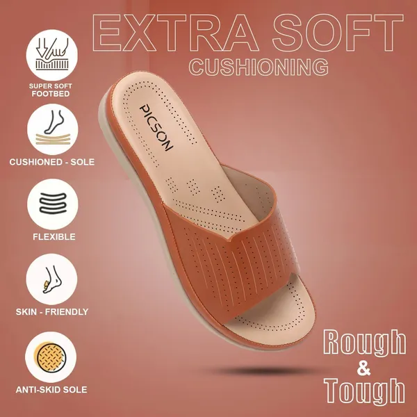 Tan_Synthetic_Leather_Premium_Slide_Sandal_For_Women