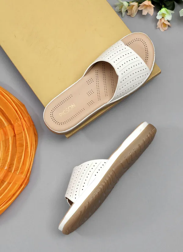 White_Synthetic_Leather_Premium_Slide_Sandal_For_Women