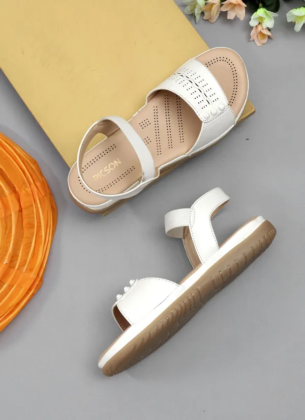 White_Synthetic_Leather_Premium_Sandal_For_Women