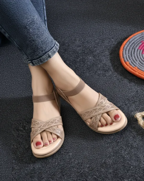 Beige_Synthetic_Leather_Premium_Sandal_For_Women