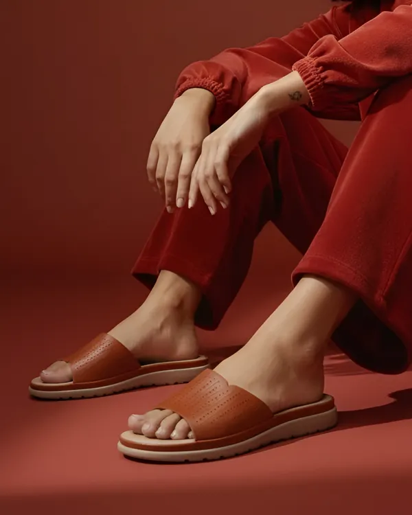 Tan_Synthetic_Leather_Premium_Slide_Sandal_For_Women