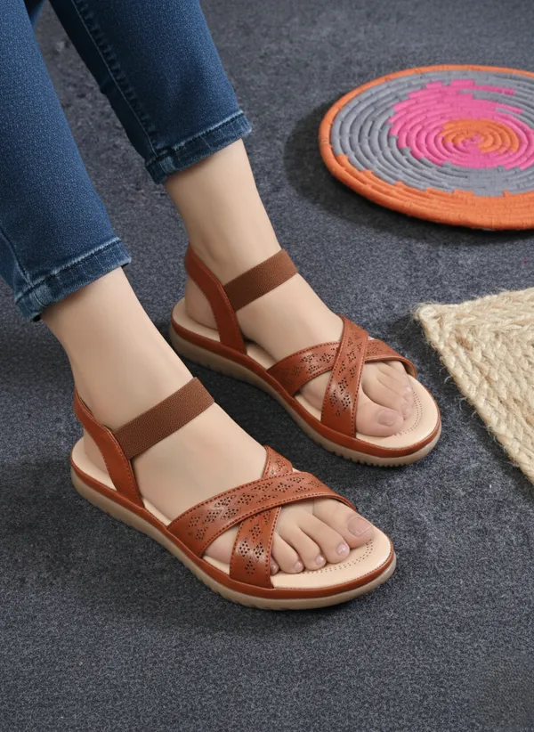 Tan_Synthetic_Leather_Premium_Sandal_For_Women