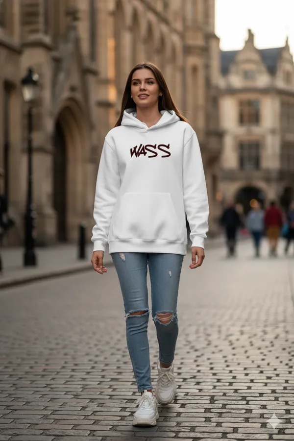 Logo_Talk_White_Unisex_100%_Cotton_Fleece_Hoodie