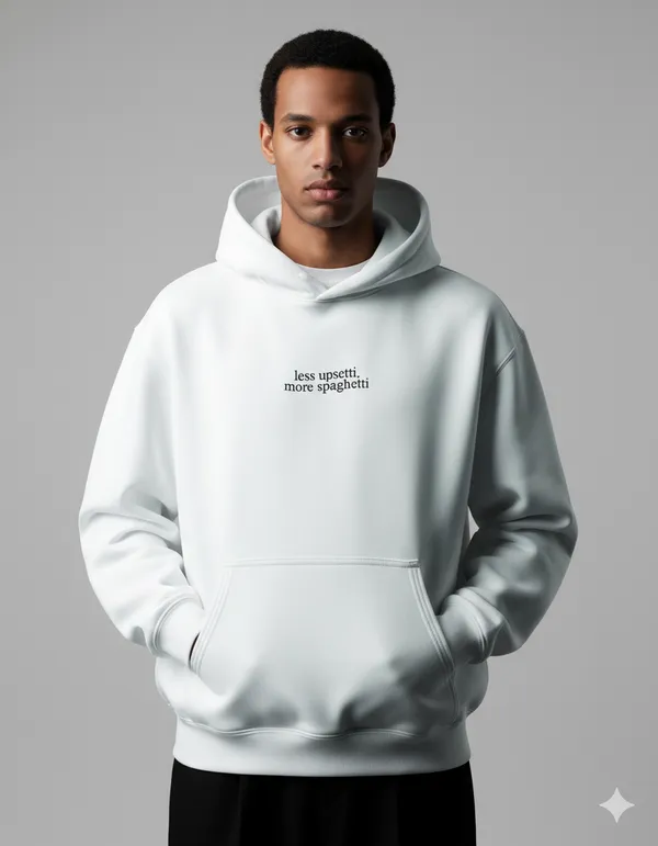 Less_Upsetti_More_Spaghetti_White_Unisex_100%_Cotton_Fleece_Hoodie