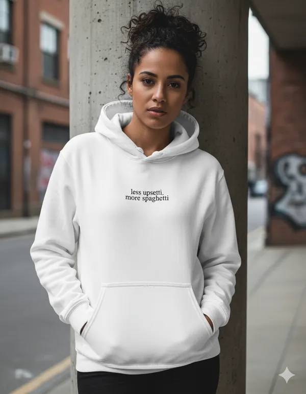 Less_Upsetti_More_Spaghetti_White_Unisex_100%_Cotton_Fleece_Hoodie
