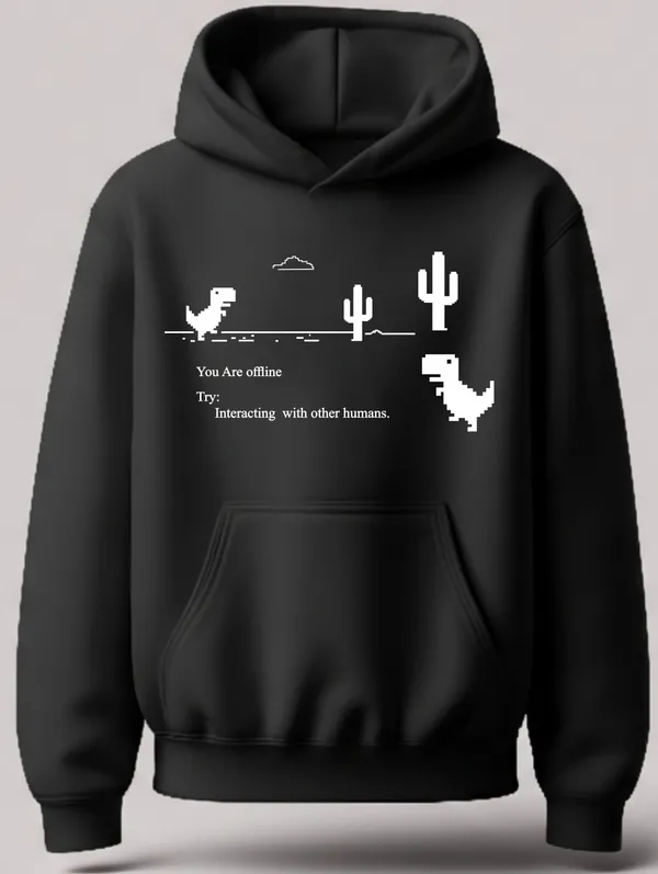 Humans_Offline_Black_Unisex_100%_Cotton_Fleece_Hoodie