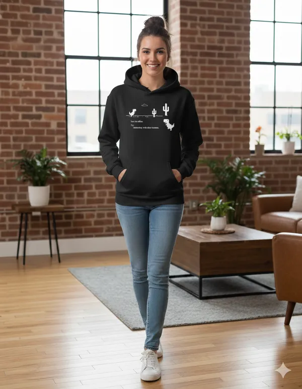Humans_Offline_Black_Unisex_100%_Cotton_Fleece_Hoodie