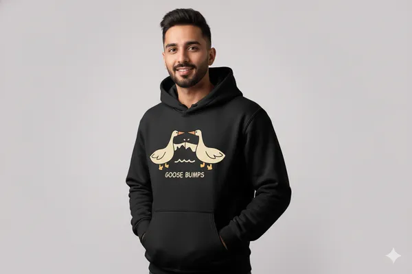 Goose_Bumps_Black_Unisex_100%_Cotton_Fleece_Hoodie
