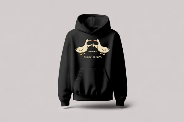 Goose_Bumps_Black_Unisex_100%_Cotton_Fleece_Hoodie