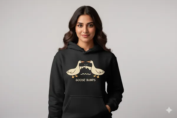 Goose_Bumps_Black_Unisex_100%_Cotton_Fleece_Hoodie