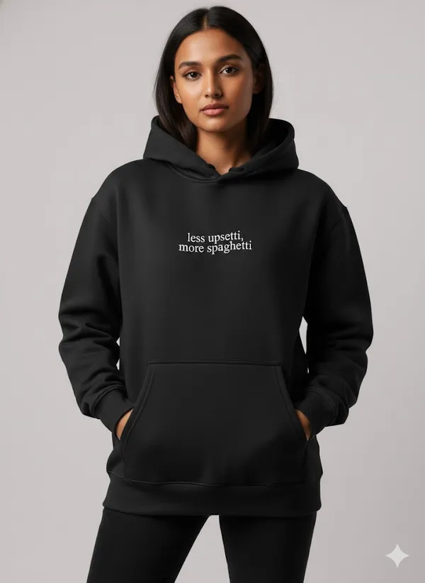 More_Spaghetti_Black_Unisex_100%_Cotton_Fleece_Hoodie